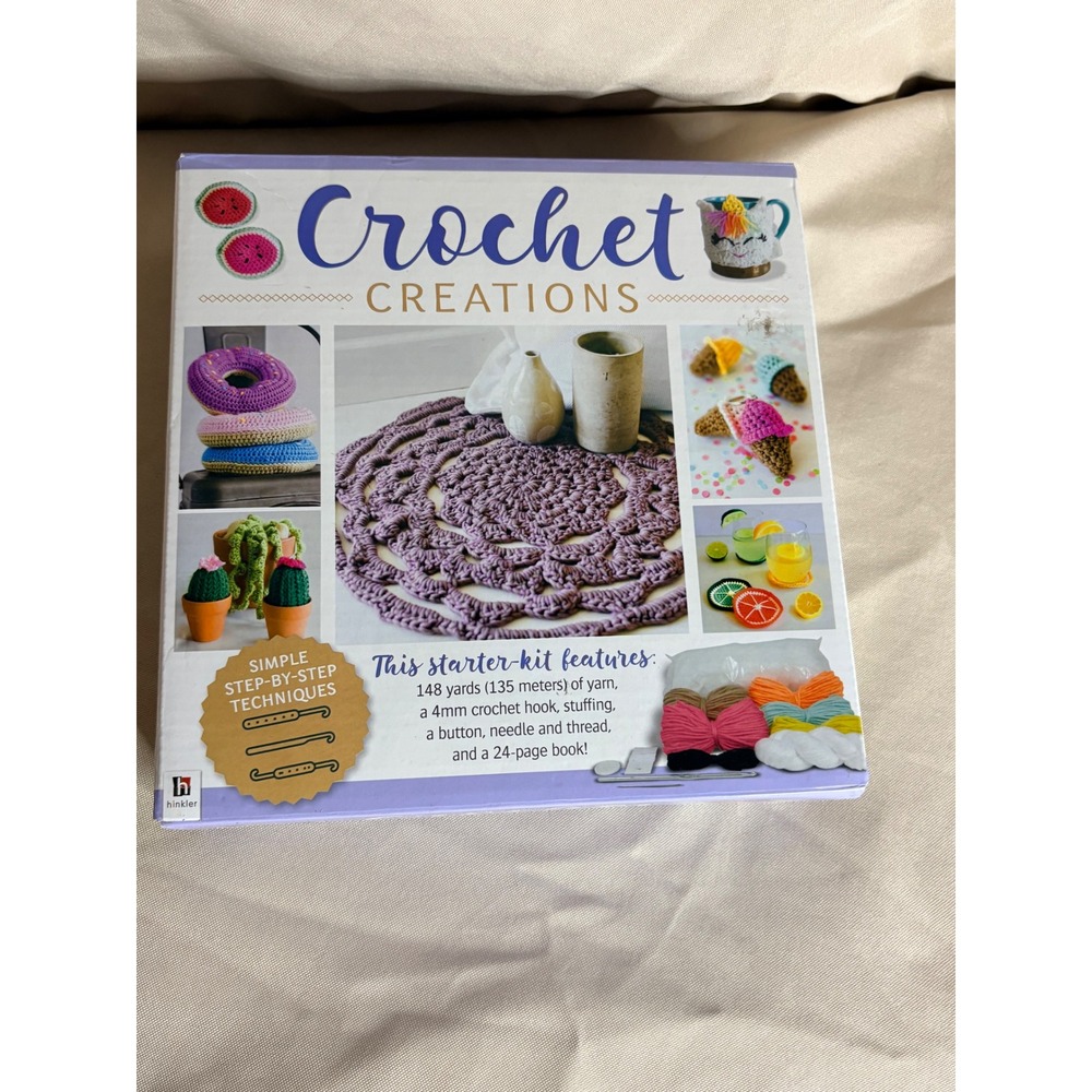 Hinkler Crochet Creations Starter Kit with Yarn Hook Book and Project New in box